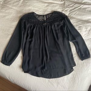 LOFT Black Blouse (Medium, Petite)
